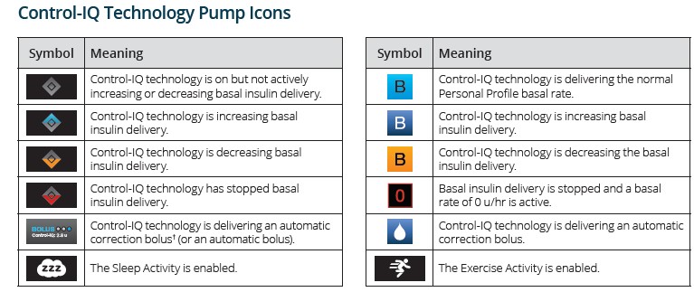 Tandem Control IQ Pump Icons 2021